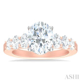 1 1/4 ctw Oval Shape Oval and Round Cut Diamond Semi Mount Engagement Ring in 14K Rose and White Gold